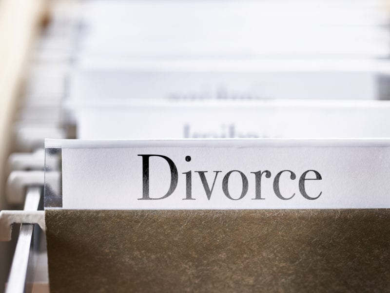 DIVORCE: Files and folders in desk drawer with labels and tabs