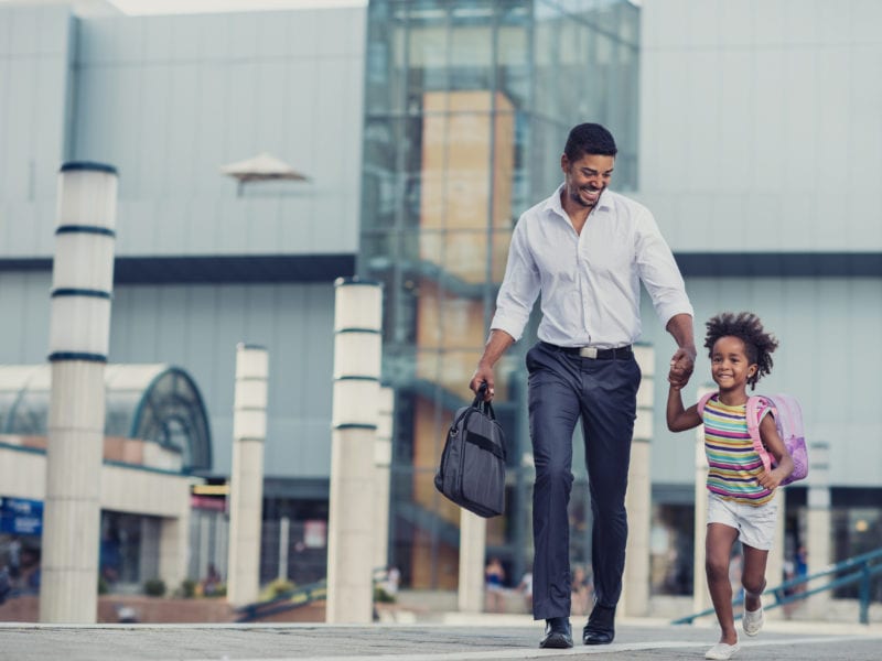 Case worker with child