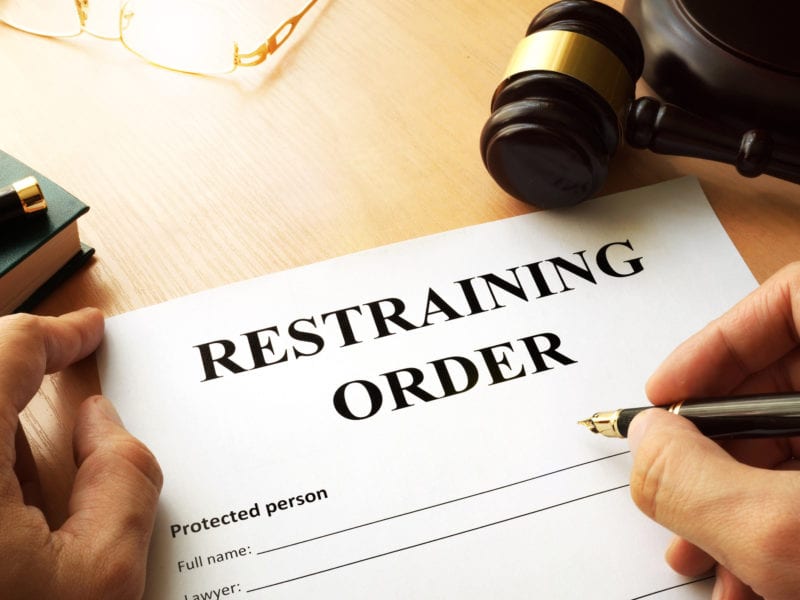 Document with the name restraining order.