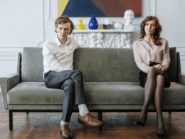 a man and a woman on a couch
